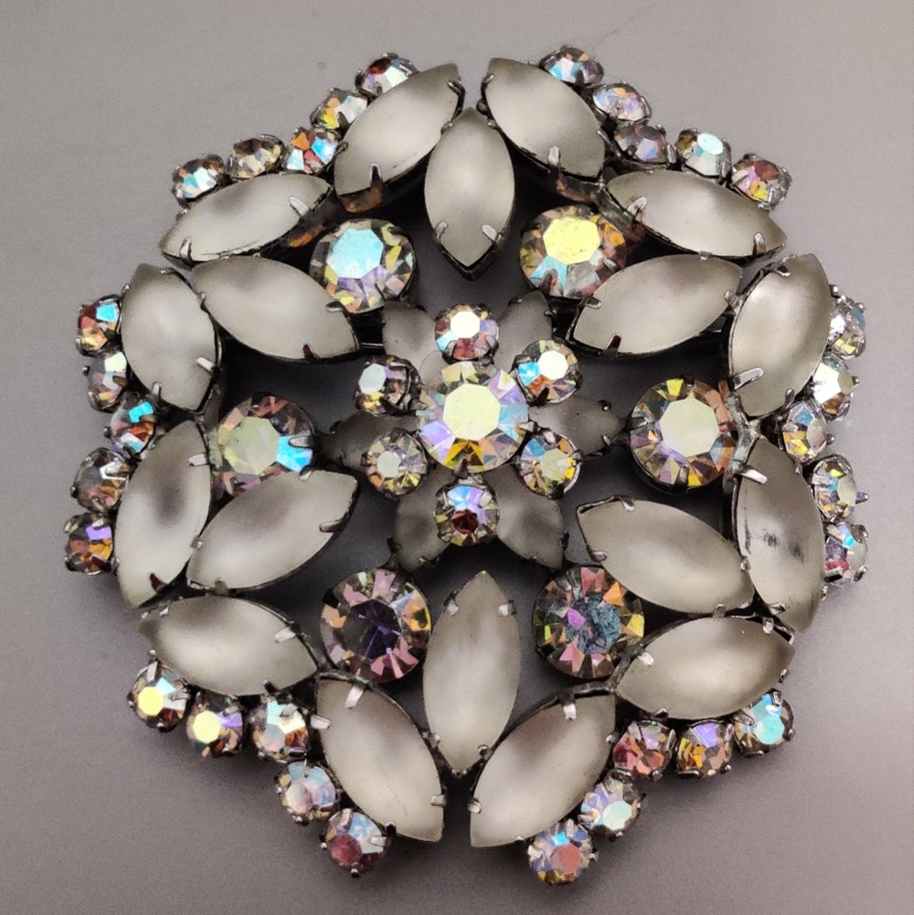 Exquisite Frosted Glass Brooch by Pierre